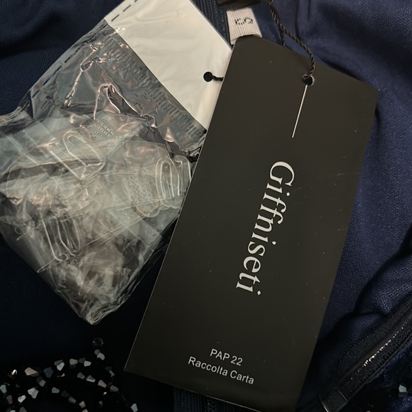 Elegant Velour Navy Blue Ruffled Slit Formal Dress - Picture 7 of 7